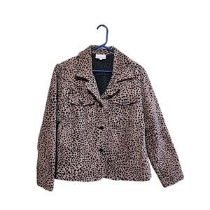 Vintage Monterey Bay Leopard Print Blazer Women's Size 16 Retro Classic Safari